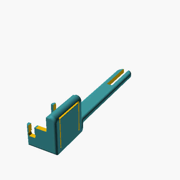 OpenSCAD render of Anti-rotation clip rail (piece 1 of 2)