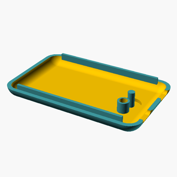 OpenSCAD render of Controller box lid, version A