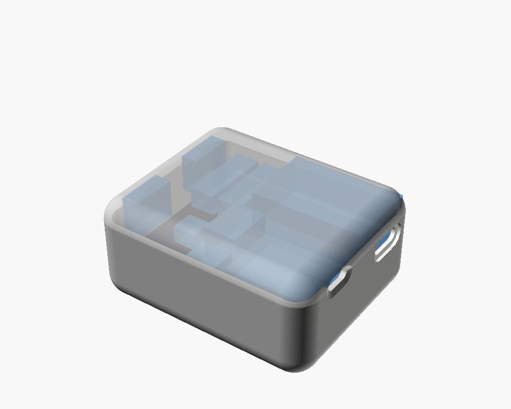 Controller box C opened, with the LiPo cell under the board