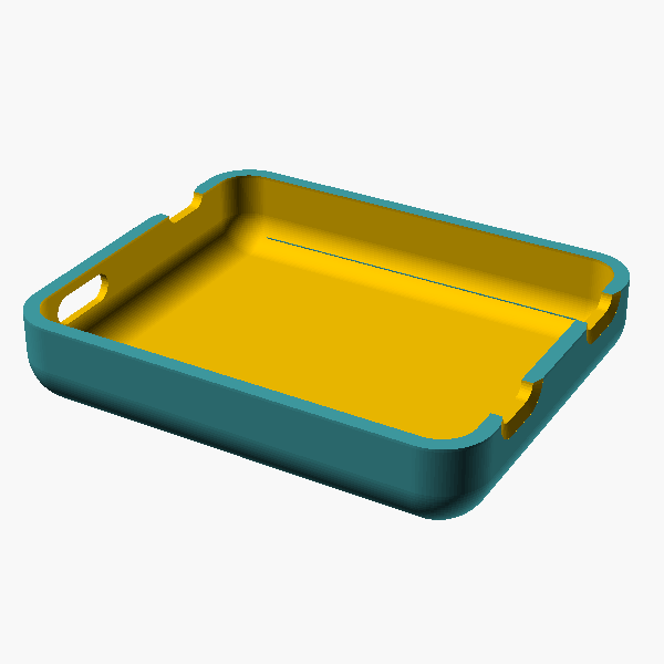 OpenSCAD render of Controller box base, version D (combined pane pack)