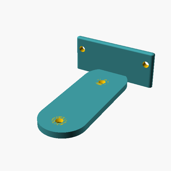 OpenSCAD render of Frame bracket (secondary concept)